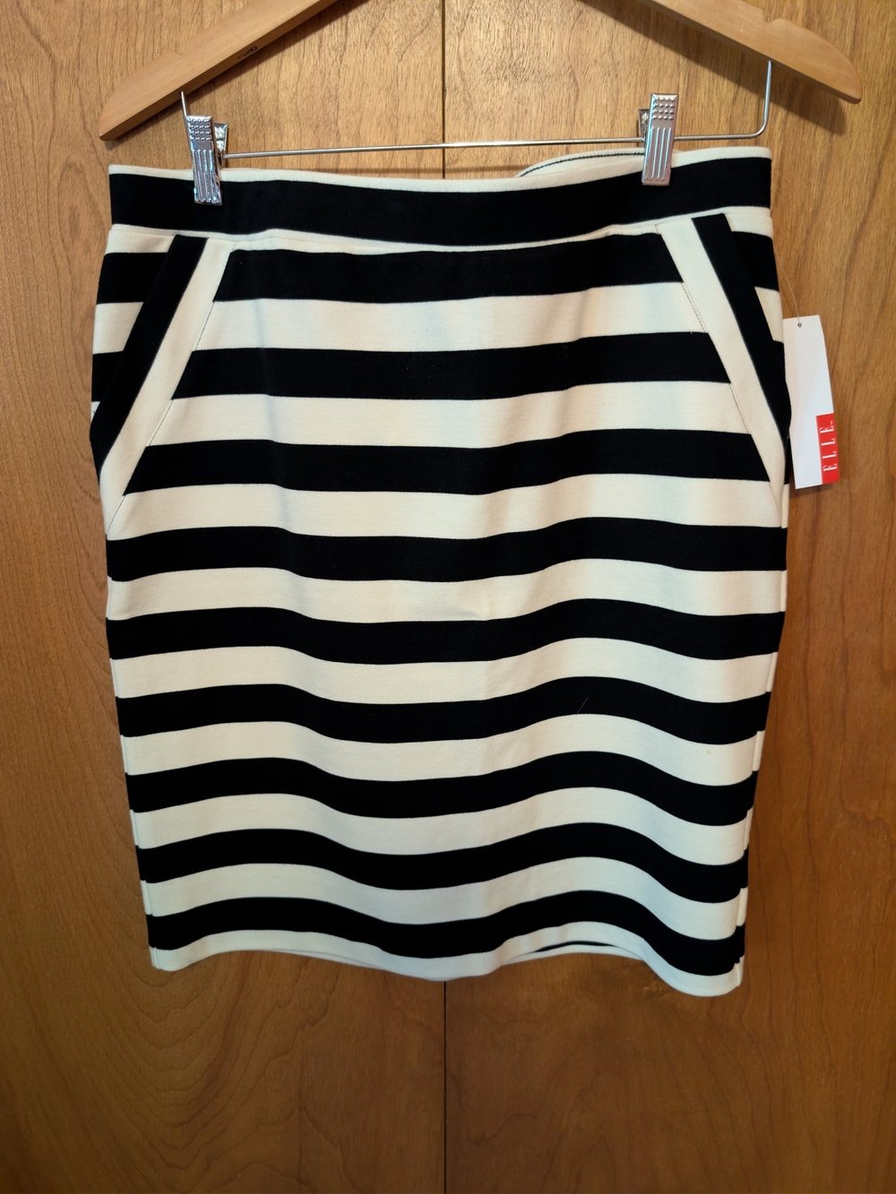 Black and White Striped Pencil Skirt